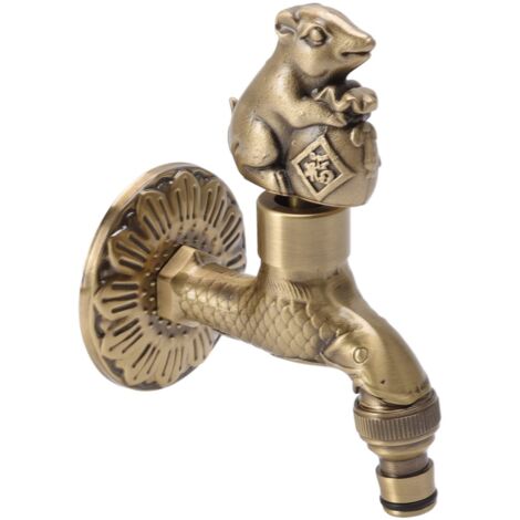 RYSH Robinet en Cuivre Vintage, Bronze Robuste G/2 Pouce Décoratif en Cuivre en Forme de Carpe Robinet Sculpté pour Salle de Bains (Écureuil) (1/5)