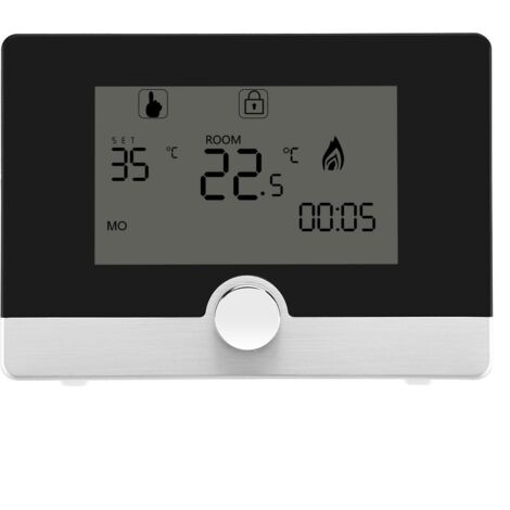 Thermostat programmable Régulateur de contrôle de température Intelligent Digital Lumière Bleue programmable sur 7 Jours avec lumière Bleue et Grand écran pour système de Chauffage Mural(Noir) (1/5)