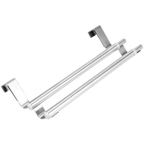 Double couches en acier inoxydable porte-serviettes télescopique support cintre organisateur salle de bain cuisine (1/5)