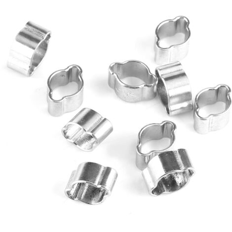 Lot de 10 colliers de serrage à deux oreilles galvanisés en fer zingué 523 mm pour tube de tuyau d'essence Fule (57 mm) (1/5)
