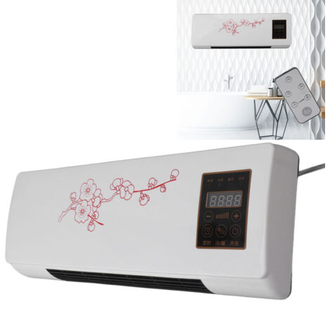 Chauffage d'espace polyvalent, prise EU 220V, chauffage mural portable à faible bruit avec télécommande pour salle de bain et chambre