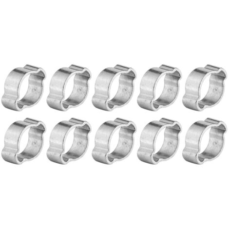 Lot de 10 colliers de serrage à deux oreilles galvanisés en fer zingué 523 mm pour tube de tuyau d'essence Fule (1720 mm) (1/4)