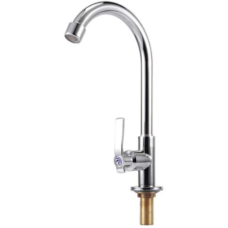 Qmee G/2in Filetage mâle évier de cuisine en alliage de zinc Robinet évier pour salle à manger domestique, argent, avec pulvérisateur escamotable, robinet monocommande pour évier Touch (1/5)