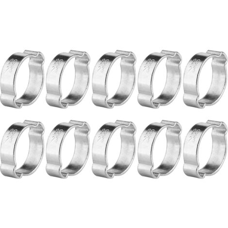 Lot de 10 colliers de serrage à deux oreilles galvanisés en fer zingué 523 mm pour tube de tuyau d'essence Fule (2023 mm) (1/2)