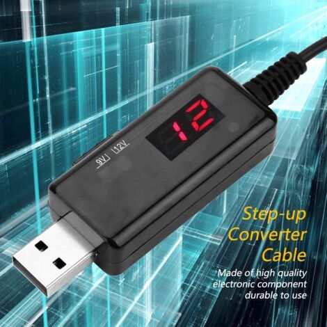 Câble Convertisseur élévateur USB 5V Vers 9V/12V | Adaptateur DC5521 Avec Affichage LED, 0.8A Max