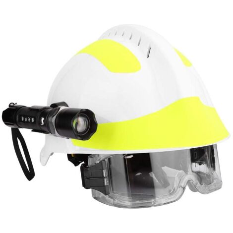 Casque de Pompier, Casques de sécurité de Sauvetage Professionnels Casque de Protection Anti-Incendie pour Pompier avec Lampe Frontale pour Mineur, Navire, travailleur du pétrole, Blanc (1/5)