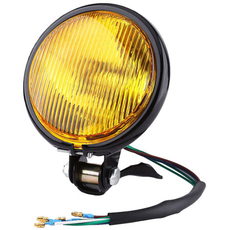 Phare De Moto, Lampe Ambre Pour Bobber Chopper, Argent + Transparent