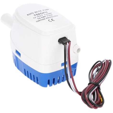 Pompe à Eau Submersible Automatique pour Bateau, 12 V Pompe de Cale Automatique avec Interrupteur à Flotteur Automatique, Pompe de Cale Submersible Automatique, 750 GPH (1/4)