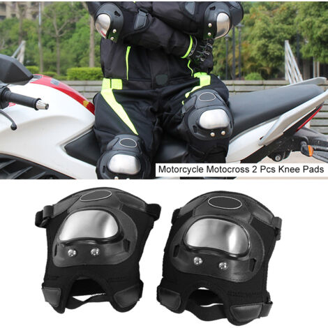 2 pièces en acier inoxydable moto Motocross ATV adultes genouillères protège-tibia ensemble d'armure de protection (1/5)