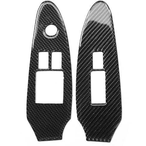 Cadre de couverture de panneau de bouton de commutation de lève-vitre en Fiber de carbone, 2 pièces, adapté à Nissan 370Z Z34 2009 – 2020LHD (1/4)