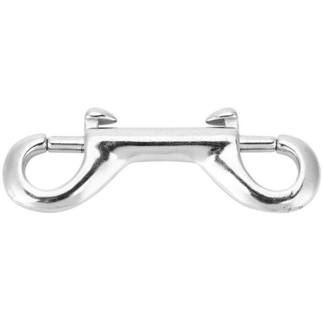 Mousqueton Double, Double-End Crochet de plongée Double-extrémité Clip Crochet en Acier Inoxydable Snap-vis Crochet Durable Printemps Boucle de plongée sous-Marine, Argent(65mm) (1/5)