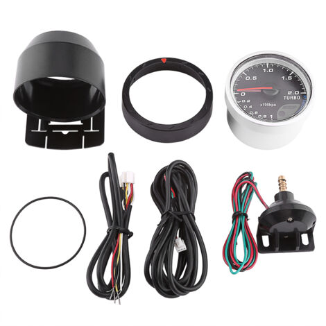 Coque noire universelle de jauge de mètre de poussée de Turbo de 60mm LED pour la voiture de course automatique 0-200 Kpa (1/5)