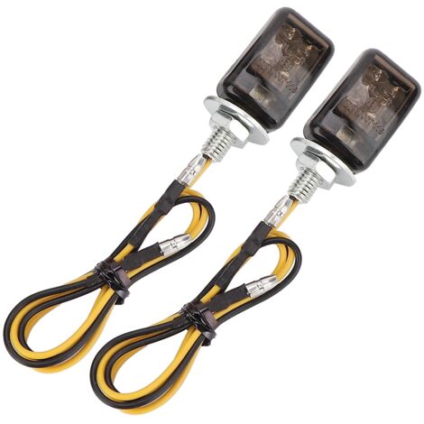 2Pcs Universal Moto Mini Jaune LED Clignotants Auto Accessoire (Noir Fumer) (1/5)