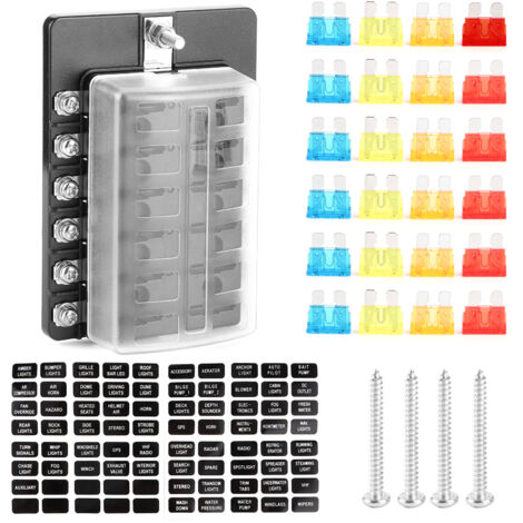 Porte-bloc de fusible à lame de bote à fusibles à 12 voies avec couvercle étanche à indicateur LED pour voiture, bateau, bus, yacht (1/5)