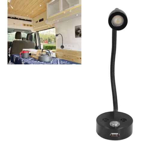 Lampe De Lecture Tactile 12-24V Pour Camping-car – LED Graduable + Veilleuse Bleue – Lampe Intérieure RV Bateau Camion
