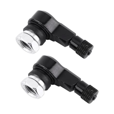 2pcs 11.3mm Universel Moto Aluminium Roues Pneu Valve Tiges Caps 90 Degré Noir (1/5)