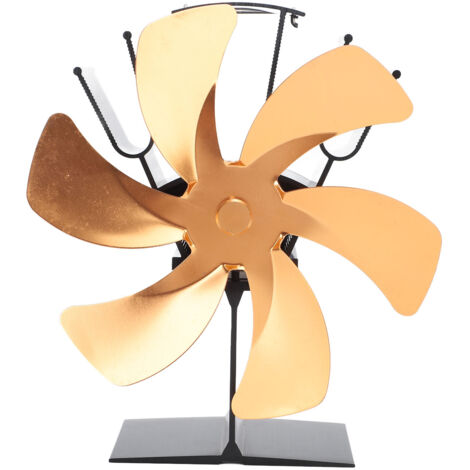 Ventilateur de poêle Vertical, ventilateur thermique à 6 pales, alimenté par la chaleur, poignée à Circulation chaude rapide, conception de ventilateur de poêle pour cheminée, or (1/5)