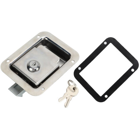 Serrure de porte de camping-car robuste en acier inoxydable 304 avec 2 clés pour caravane de voyage (1/5)