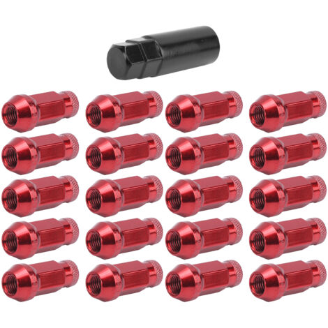 20pcs écrous de roue 50BV30 acier allié M12x1.5 filetage haute résistance rouge remplacement pour Mazda (1/5)