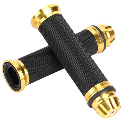 Poignées de guidon en caoutchouc en aluminium CNC de moto pour 7/8 "guidon vélo vélo doré