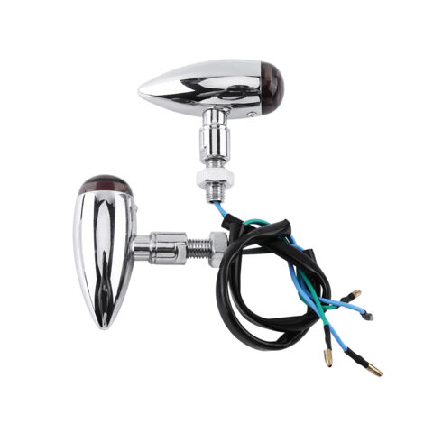 2pcs Moto Bullet Ambre LED Clignotants Indicateur clairage Lampe Argent (1/5)