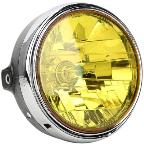 Phare de moto, phare avant de phare rétro de moto pour CB400/CB500/CB1300/Hornet 250/Hornet 600/Hornet 900/VTEC/VTR 250(Lentille jaune)