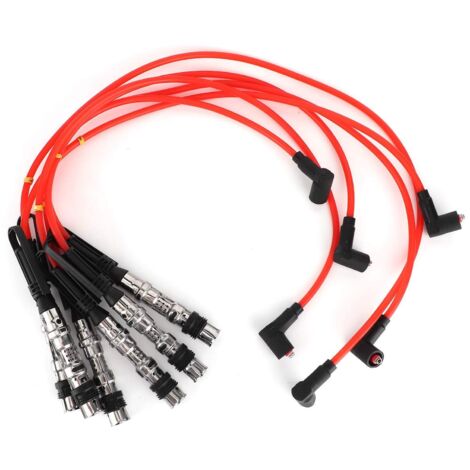 Câble d'allumage, 6 pièces câble d'allumage de fil de bougie d'allumage cordon de fil d'allumage 1J0998031 adapté pour Corrado VR6 2.8 2.9 avec tige de traction (1/4)