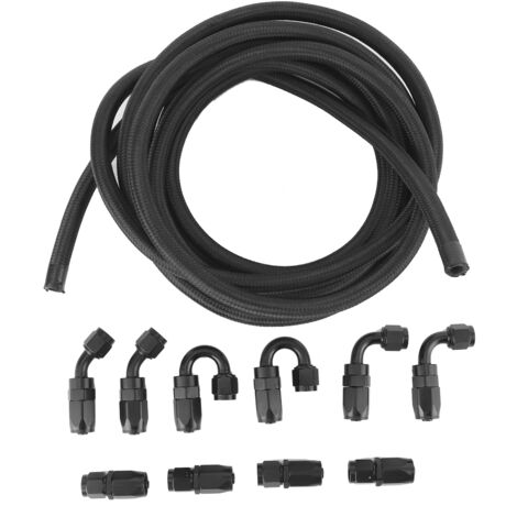 5 mètres de tuyau de carburant pour huile AN66AN Raccord en acier inoxydable Nylon tressé droit 45° 90° 180° Adaptateur d'extrémité (1/5)