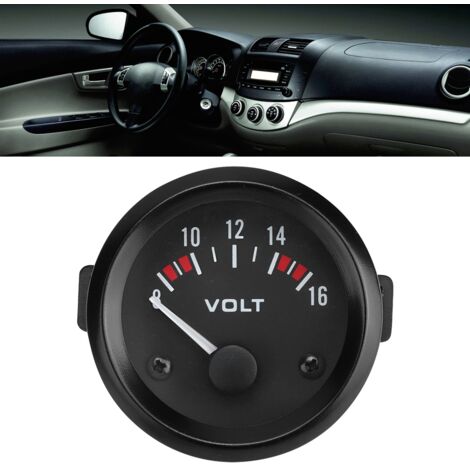 Voltmètre de Voiture, Voltmètre Universel de Voiture 12V 52mm Jauge de Tension Ronde 8-16V BX100007 pour la Plupart des Voitures 12V (1/5)