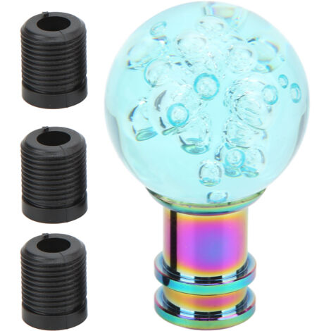 Pommeau de levier de vitesse avec adaptateur M8 M10 M12 tête de manette de vitesse de Style bulle Transparent acrylique universel pour voiture bleu clair (1/5)