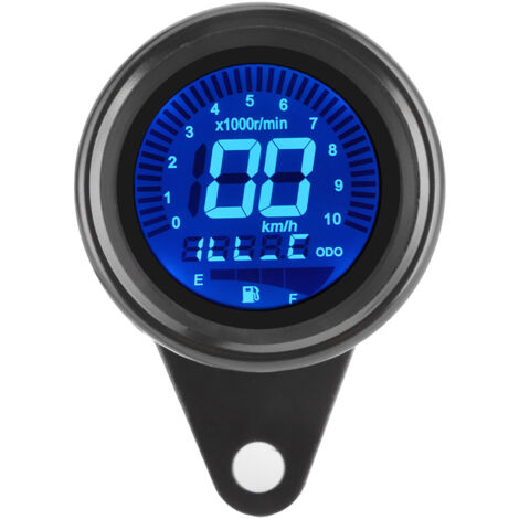 Compteur multifonctionnel pour moto, tachymètre, odomètre, jauge de carburant, compteur de vitesse, 12V universel (noir) (1/5)