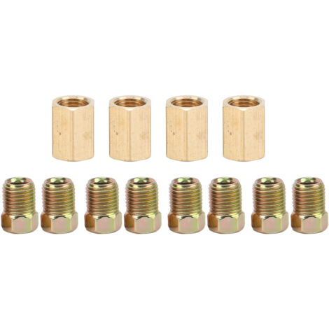 Kit de 12 raccords de conduite de frein 3/8in24 Thread 4Union 8Nut Brass Universal for 3/16in Tube (1/5)