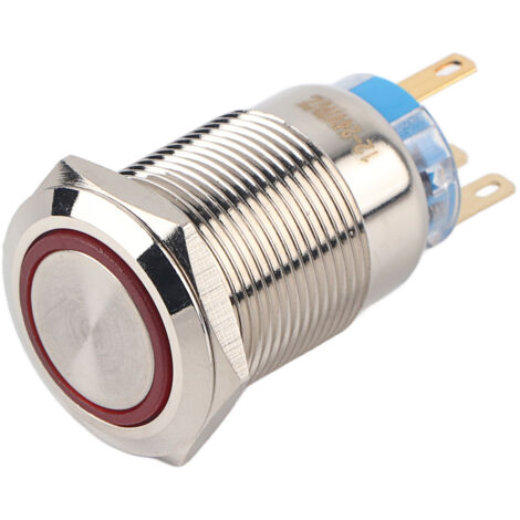 19mm 12-24V tanche En Acier Inoxydable Autobloquant Verrouillage Bouton Poussoir Rouge LED (1/5)