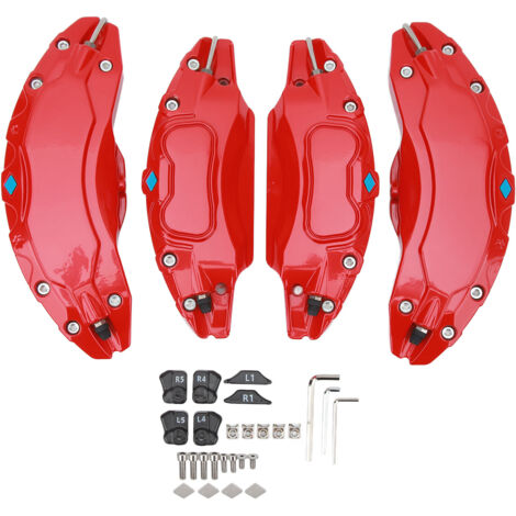 4 pièces 19in 20in étrier de moyeu de roue couvre en alliage d'aluminium frein à disque étrier garde protecteur couverture remplacement pour Tesla modèle Y rouge (1/5)
