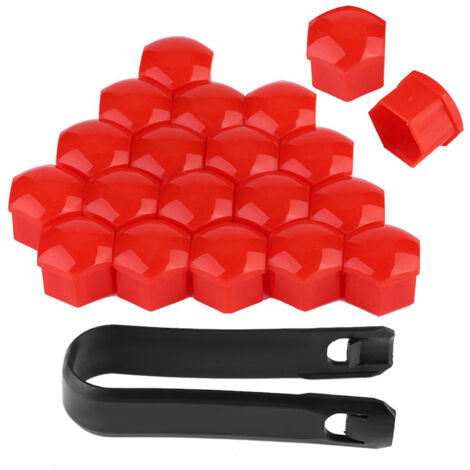 Bouchons d'écrou de roue de voiture 19mm, 20 pièces, couvercle de vis de moyeu automatique, jantes de boulons, Protection extérieure (rouge) (1/5)