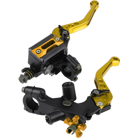 paire de leviers maître-cylindre frein et d'embrayage 1 Paire 7/8 "(22mm) Universel Leviers Frein Moto Embrayage Maître Ajustable Cylindre en Aluminium(D'or) (1/5)