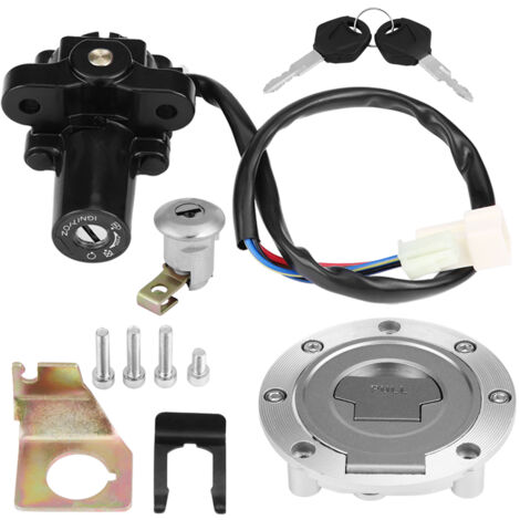 Serrure de siège de commutateur d'allumage de bouchon de gaz de carburant avec jeu de clés pour Yamaha YZF R1 R6 FZ6 01-12 (1/5)