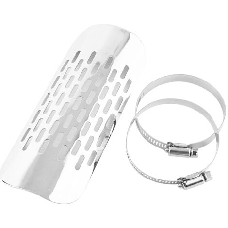 Couverture universelle de bouclier thermique de tuyau de silencieux d'échappement de moto argent (1/5)