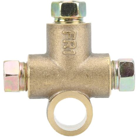 T-shirt de frein en forme de T à 3 voies avec 3 écrous mâles Union courte M10 tuyau 3/16 pouces 10mm (1/5)