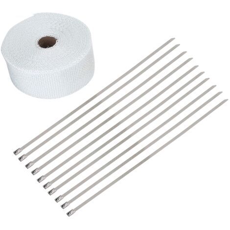 33FT Blanc Haute Isolation Thermique Tuyau D'échappement Wrap Bande Tissu pour Voiture Moto (1/5)