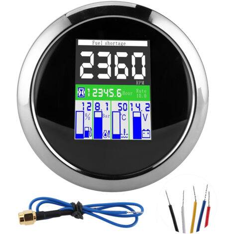 Jauge multifonction 85mm RPM Temp Pression d'huile Compteur de niveau de carburant pour voiture hors-bord MotorcycleBlack Dial (1/5)