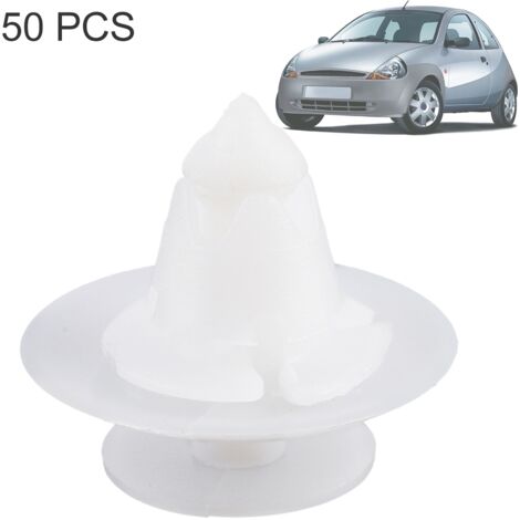 Rivet Clip Plastique - Attache Clips Fixation Plastique Rivet Clips 1038008 Attache de Pare-chocs Voiture Blanc Clips de Fixation de Rivet Kit pour KA RB 1996-2009(50Pcs)