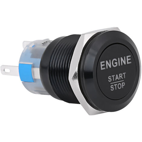 Alliage d'aluminium de Zinc noir de commutateur de bouton poussoir d'arrêt de démarrage de moteur de voiture de LED blanche de 12V (1/5)