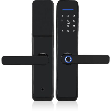 Serrure de porte biométrique avec empreinte digitale, serrure de poignée de porte électronique WiFi, mot de passe d'empreintes digitales IC Card APP clé à distance déverrouiller le levier de porte ava (1/5)