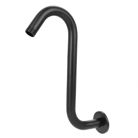 8in 201 Acier Inoxydable High Rise S-Curved Shower Bras D'extension G1/2 Accessoire de Salle de Bain Noir (1/5)
