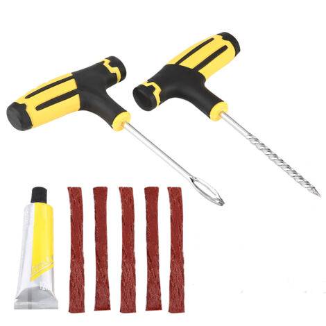 Kit complet d'outils de réparation de pneus sans chambre à air, Kit complet d'outils de réparation de pneus plats pour voitures et camions automobiles (1/5)