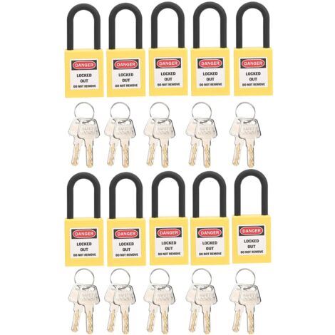 Verrou de Consignation, Cadenas de Sécurité en Nylon 38 Mm pour Site Industriel, Ensemble de Cadenas de Sécurité avec 2 Clés par Serrure, 10 Ensembles(Jaune) (1/5)