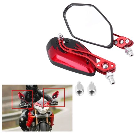 Paire De Rétroviseurs Moto Bleu Flamme - Rétroviseurs Latéraux Scooter Aluminium 8mm à 10mm, Design Élégant Et Sportif