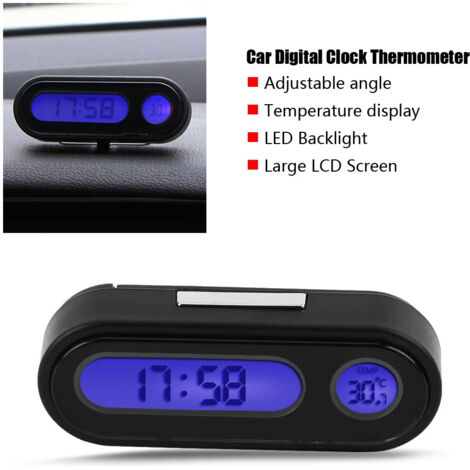 Thermomètre de voiture voltmètre horloge, 2 en 1 intérieur de véhicule de voiture Mini montre électronique LED horloge numérique thermomètre voltmètre (1/5)