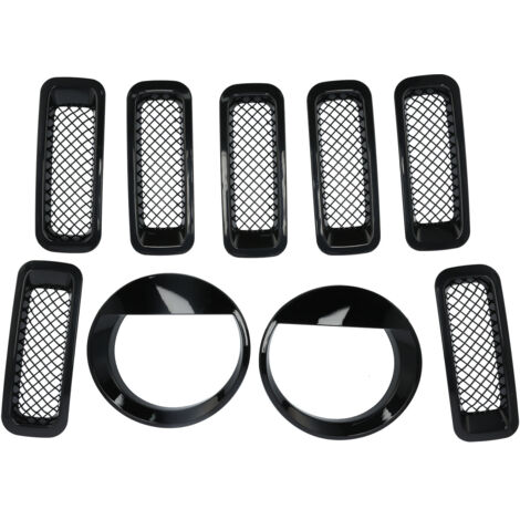Inserts de calandre avant en maille, Kit d'anneaux de garniture de phare, décoration adaptée à la Jeep Patriot 2011 – 2016 (1/5)